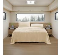 Camping Sheets Queen Size - Outdoor Air Mattress Sheet Set - Built-in Corner Straps for Air Mattress & Camping Use - Designed for Inflatable Beds & Tailgate Sleepovers, Beige