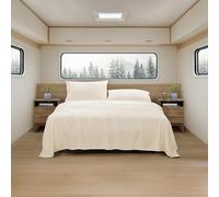 Camping Sheets Queen Size - Outdoor Air Mattress Sheet Set - Built-in Corner Straps for Air Mattress & Camping Use - Designed for Inflatable Beds & Tailgate Sleepovers, Ivory