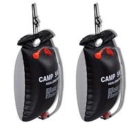 Camping Shower 2 Pieces Solar 20L PVC Portable Foldable with Shower Head and Valve for Outdoor Camping Hiking Travel Beach Garden Festival Car RV Van