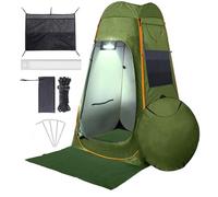 Camping Shower Tent With LED Sensor Light 6.23 ft - Large Easy Pop Up Privacy Tent for Beach Changing and Outdoor Shower Enclosure (Green)