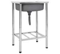 (55 x 45 x 18 cm) vidaXL Camping Sink Single Basin with Tap Stainless Steel Sink Multi Sizes
