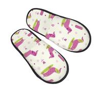 Camping Slippers Cute Dachshunds Dog Beautiful Flower Pattern Portable Slipper Soft Fuzzy Slippers Autumn Sleepers For Winter Bedroom M