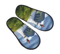 Camping Slippers Denmark Faroe Island Lighthouse Portable House Shoes Non Slip Sleepers Bedroom Fuzzy Slippers For Casual Autumn M