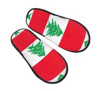 Camping Slippers Flag Of Lebanon House Shoes Plush Lined Fuzzy Slippers Anti-Slip Sole Indoor Slipper For Autumn Bedroom Winter L