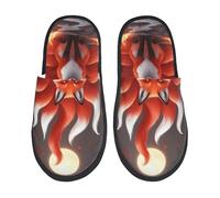Camping Slippers Red Leaves Flame Fox Portable Slippers Furry Anti-Slide Slipper For Men Travel Spa M