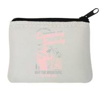 Camping Society Let's Sleep Under The Stars May The Mountains Be with You Neoprene Coin Purse Pouch 10x11cm White