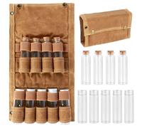 Camping Spice Kit with 9 Spice Jars, Portable Canvas Seasoning Storage Bag for Outdoor Travel Camping BBQ Picnic, Waterproof Travel Seasoning Container