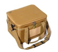 Camping Storage Bag 25L Collapsible Waterproof 600D Oxford Fabric with Detachable PVC Boards for Gas and Field Gear (Khaki)