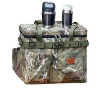 Camping Storage Bag, Large Capacity with Pockets - Camping Carry Bag for Tool Storage, for Travel, Adventure, Picnic, Tool Equipment, Tea Set, Tableware, Drinking Bottle, Green camouflage