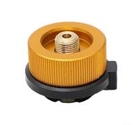 Camping Stove Burner Head Converter with Self-Sealing Valve for Safe Gas Flow Control on Portable Outdoor Cooking Systems and Backpacking Gear (Yellow fine stripe)