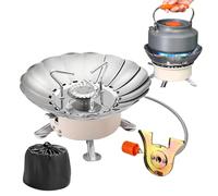Camping Stove - Camping Stove - Foldable Customizable Flower Protector Stainless Steel Cassette Burner with Piezo Ignition Windproof For Beach Getaways And Outdoor