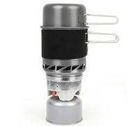 Camping Stove Gas Portable 1L Quick Boil Backpacking Stove with Piezo Ignition, Integrated Pot & Heat Exchange, Lightweight Windproof Burner with Canister Stand for Camping Hiking Trekking