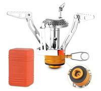 Camping Stove Gas Portable, All-in-One Backpacking Stove, Foldable Camping Gas Burner, Piezo Lgnition Pocket Rocket, Stable Outdoor Cooker Fishing Stoves, Lightweight Camp Essentials for Adventure