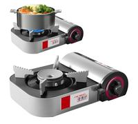 Camping Stove -Portable Camping Stove 2100W | Windproof Gas Burner With Piezo Ignition, Compact Stainless Steel/Aluminum For Outdoor, Camping, Hiking, Grilling, Kitchen, Emergencies,