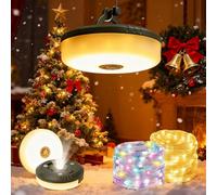 Camping String Lights 10M,2 in 1 RGB & Warm USB Fairy Light 8 Lighting Modes,Rechargeable Tent Light 30s Roll up Portable Stowable LED Christmas Lights for Garden,Gazebo,Camping,Christmas,Home Decor