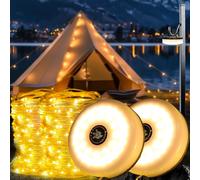 Camping String Lights 10M 2PCS, 3 in 1Waterproof Portable Outdoor Camping Fairy Lights 8 Lighting Modes, USB Rechargeable Retractable Camp Light for Tent RV Hiking Yard Patio Garden Party Decor, Warm