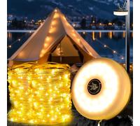 Camping String Lights 10M, Waterproof Portable Outdoor String Lights with 8 Lighting Modes, USB Rechargeable 3 in 1 Camping Fairy Lights, 30S Quick Storage, String Light for Garden,Camp,Yard,Tent