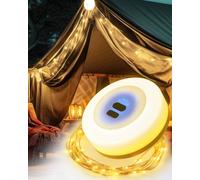 Camping String Lights 2-in-1 Outdoor Waterproof Portable Stowable String Light with 7 Lighting Modes, 32.8FT USB Rechargeable Tent Lights for Yard, RV, Camping
