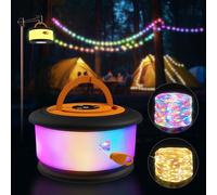 Camping String Lights,2 in 1 Upgraded 32.8FT Rechargeable Tent Lights String with 19 Lighting Modes,Quick Storage Camping Lights，Portable LED Lamp for Bedroom Yard Decor Christmas Camping Essentials