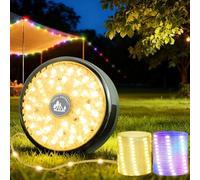 Camping String Lights, 32.8ft Retractable RGB Tent String Lights, Rechargeable LED Hanging Tent Lantern, Portable Twinkle Camp Lamp for Outdoor Backyard Patio Awning Canopy RV Essentials, Green
