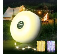 Camping String Lights, 4 in 1 Quick Storage 32.8FT Rechargeable Tent Lights String with 8 Lighting Modes, Allspark Hanging Waterproof Portable LED Lamp for Outdoor Patio Awning Garden Party Essential