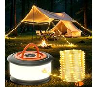 Camping String Lights, 4 in 1 Retractable String Lights, Quick 30s Recovery, 32.8ft Rechargeable LED Fairy Lights for Outside, 32.8ft Portable Tent Lights for Tent Patio Awning Garden RV Decoration