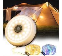 Camping String Lights, Outdoor String Lights with 8 Lighting Modes, Quick Storage, Durable and Waterproof, Type-C Fast Charging - Portable 2 in 1 Camping Lights for Camping, Christmas, Outdoor(29.5ft)