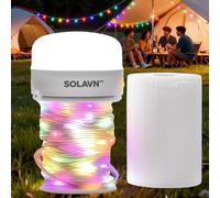 Camping String Lights, Outdoor String Lights with Auto-Cycle RGB Modes, Fairy Lights Quick Storage, Rechargeable Lantern, USB-C Charging, Portable 2-in-1 Camping Lights for Tent, Garden, Patio, Party