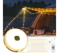 Camping String Lights Portable for Outdoor: 10m Warm White Camper Led Camping Fairy Light for Tent Hiking Garden Party - 9 Modes Campsite String Lamp USB Charging Waterproof Stowable