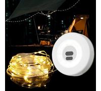 Camping String Lights, Portable Outdoor Camping Stowable String Lights with 8 Lighting Modes Retractable Strip Light 10M Reel, 2 in 1 Camping Lights for Camping Campsite, Awning, Kids Play Area,Warm
