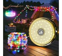 Camping String Lights, Retractable 32.8ft RGB String Lights with 13 Lighting Modes, 4000mAh Rechargeable LED Fairy Lights, 32.8 ft Portable Tent Lights for Tent Patio Awning Garden RV Decoration
