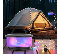 Camping String Lights, Retractable String Lights for Camping, 19 Lighting Modes, Outdoor Rechargeable Tent Lights, 32.8 FT Portable String Lights for Outdoor, Indoor, Garden, Patio(Black)
