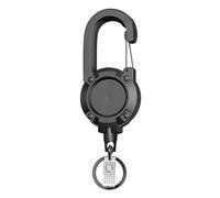 Camping Supplies Carabiner Hook Carabiner Keychain with Steel Wire Rope Lightweight Portable Id Badge Reel Heavy Duty Retractable Keychain Black
