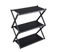 Camping Table - 3 Tier Folding Storage Rack | Lightweight Camp Storage Organizer with Stable Frame, Easy Setup & Space Saving Design, Ideal for Outdoor Tent, Picnic, Hiking, Backpacking or BBQ