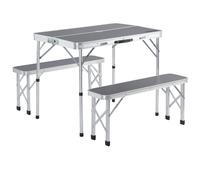 Camping Table & Bench Set 3Pcs Grey Aluminium
