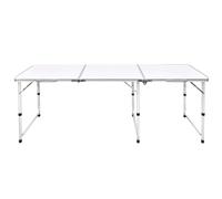 Camping Table Foldable Height Adjustable Aluminium with MDF Table Top 180 x 60 cm Ultralight Portable Compact for Outdoor Garden Picnic and Motorhome
