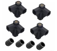 Camping Table Leg Connectors, 1/4-Inch Thread Feet Protectors For 12Mm Round Tubular Poles, Black 4-Pack