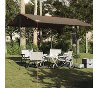 Camping Tarp with Polyester, Outdoor Trekking, Brown, 406x306 cm