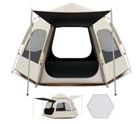 Camping Tent 3-4 Person, Waterproof Windproof Tent, with Pre-Attached Poles, Air Vent & Carry Bag, Sets Up in About 60 Seconds, Portable Dome Tents for Camping, Festival, Backyard, Sleepovers A