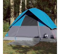 Camping Tent 3-Person Blue 185T Polyester PU Coated Dome Waterproof 215x150cm UK