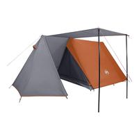 vidaXL Camping Tent 3-Person Lightweight Dome Tent Grey and Orange Waterproof