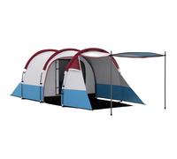 Camping Tent 3-Person Two-Room Red Polyester Fibreglass 420x200x150cm TunnelTent