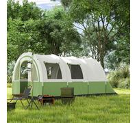 Outsunny 5-6 Man Camping Tent, 3000mm Waterproof Tunnel Family Tent Shelter with Living and Bedroom, Easy Setup with Carry Bag, Cream and Emerald Green