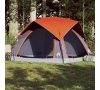 Camping Tent 4-Person Grey/Orange 218x218x135cm 185T Polyester PU Coated Cabin 4
