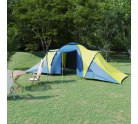 Camping Tent 6-Person Blue Yellow Fabric Fibreglass 576x235x190cm 2-Room MeshNet