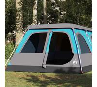 Camping Tent 8-Person Blue 190T Polyester PU Coated 255x222x165cm Dome QuickSet