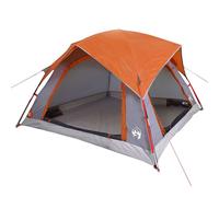 Camping Tent Cabin 4-Person Lightweight Grey and Orange Waterproof vidaXL