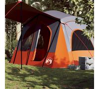 Camping Tent Cabin 5-Person Grey/Orange 340x297x210cm 185T PU Polyester Coated.