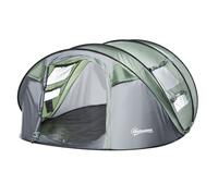 Camping Tent Dark Green/Grey Water-Resistant Polyester 123x263.5x220cm Pop-up 4p