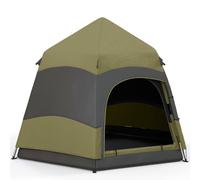 Camping Tent Dark Green/Light Grey 275x275x170cm Polyester Fibreglass Oxford 4P